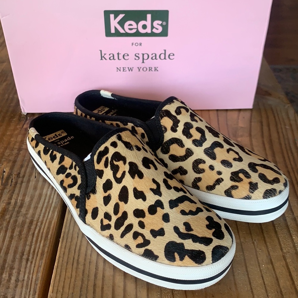 Brand New Keds for Kate Spade Leopard Print Double Deck Mules Size 8
